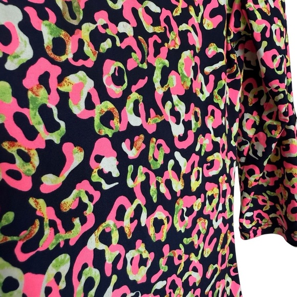 GoodTime USA Women's Navy Pink Leopard Print Knee Length Dress M Party/Cocktail - Picture 4 of 9